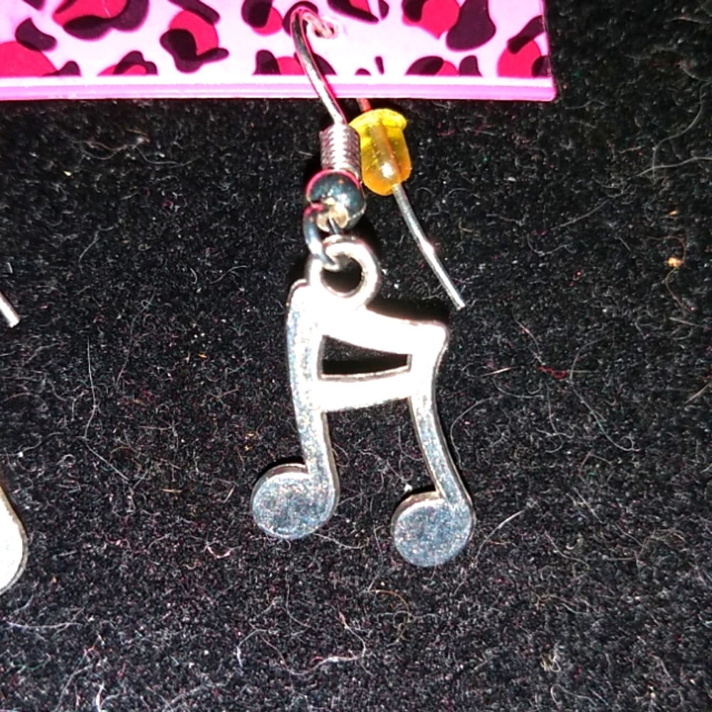 Silver Tone Musical Notes Pierced Earrings